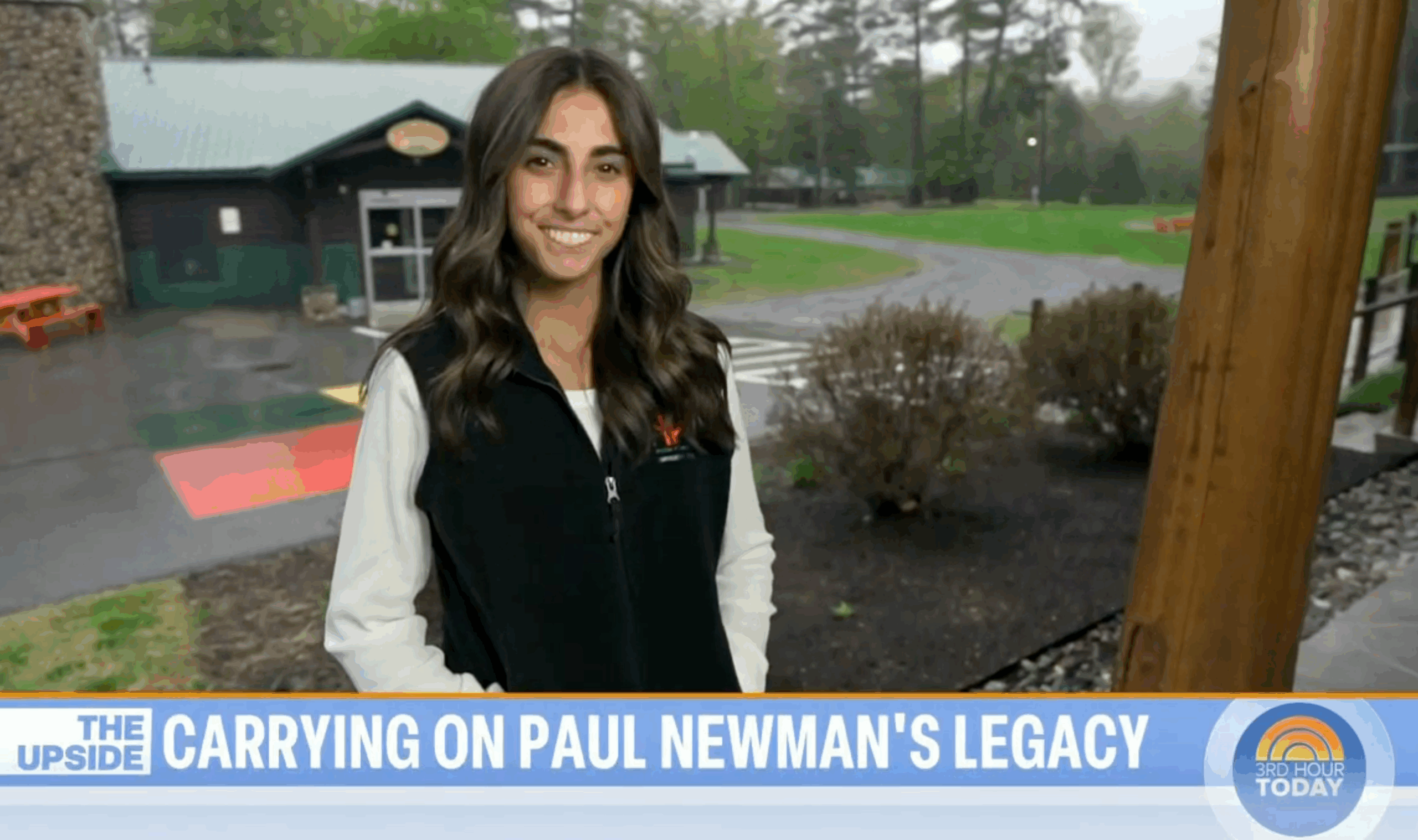 Photo of ouble H Ranch camper-turned-counselor Sam Stackpole in Al Roker interview on the Today Show, 2025.